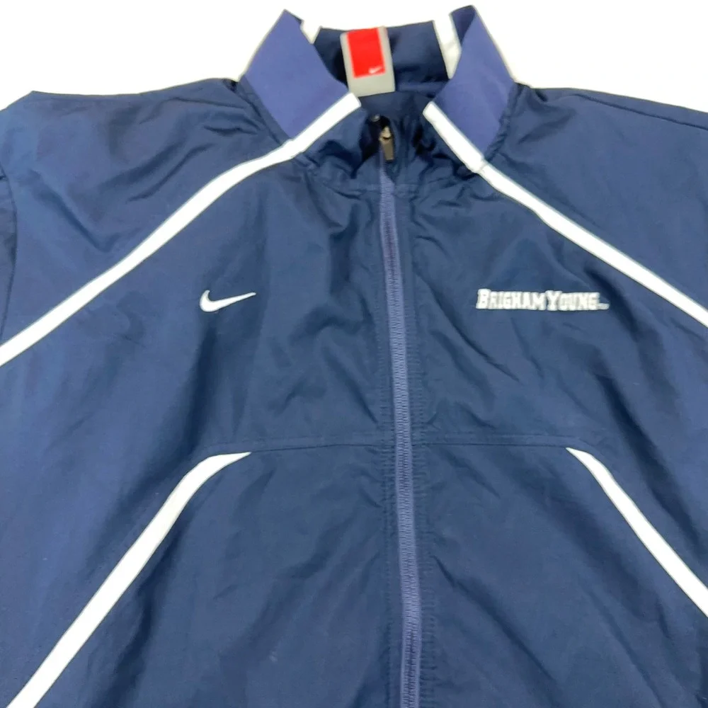 Nike BYU Brigham Young Cougars Windbreaker Jacket Navy XL NikeFit Team Issued